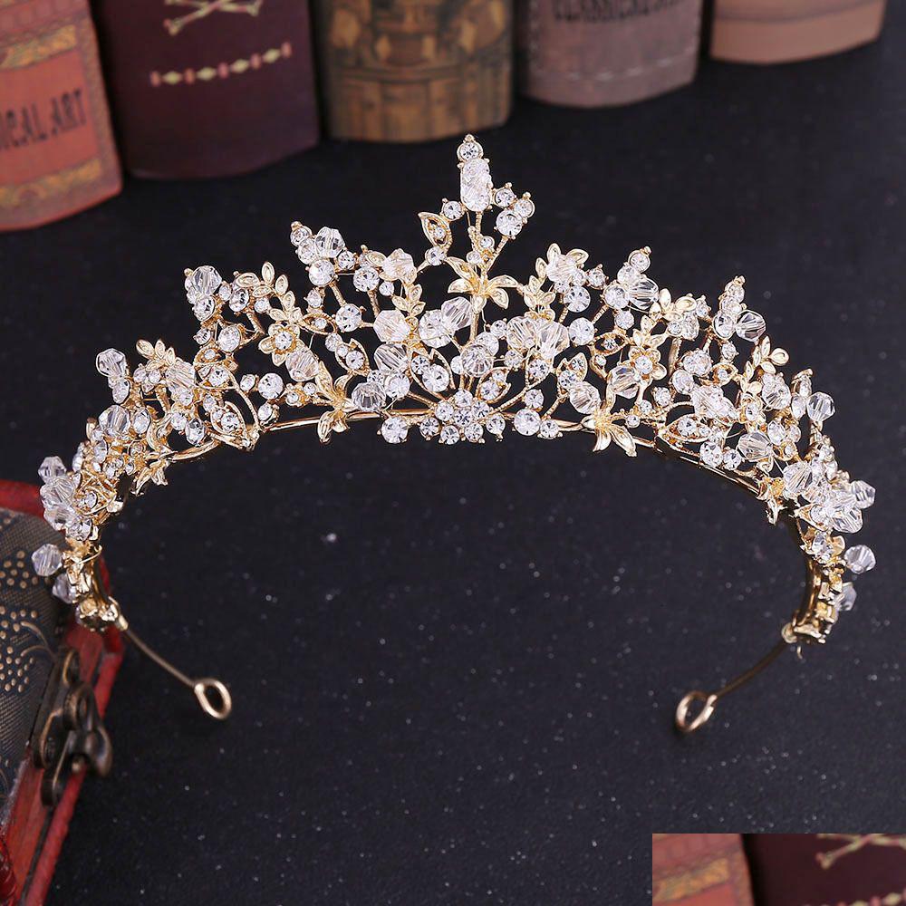 

Hair Jewelry Kmvexo Trendy Baroque Crystal Luxury Crowns Handmade Beads For Bride Tiaras Fashion Queen Headpiece Acc Dhgarden Dhxzw