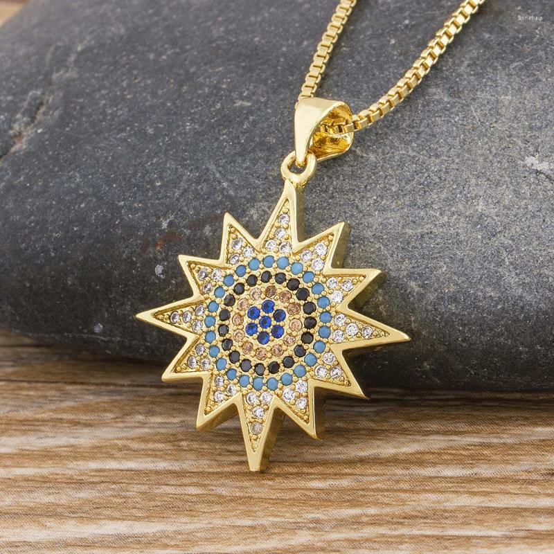 

Chains AIBEF Bohemian Geometric Sunflower Design Women Necklaces Cubic Zirconia Charm Chain Female Pendant Necklace Fashion Jewelry