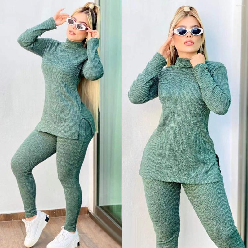 

Women's Two Piece Pants 2023 Winer Solid High-end Casual Young Sweater Suitable Tracksuits Full Sleeve Long Pencil Women 2 Set, Light gray