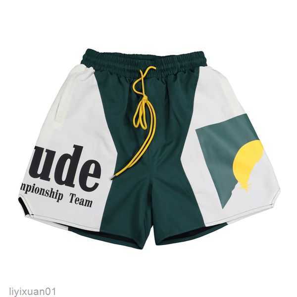 

Men' Shorts Rhude Gym Summer High Street Fashion Sunset Letter Print Color Contrast Sporty Casual Loose Y6m0 4 TW33, Yellow