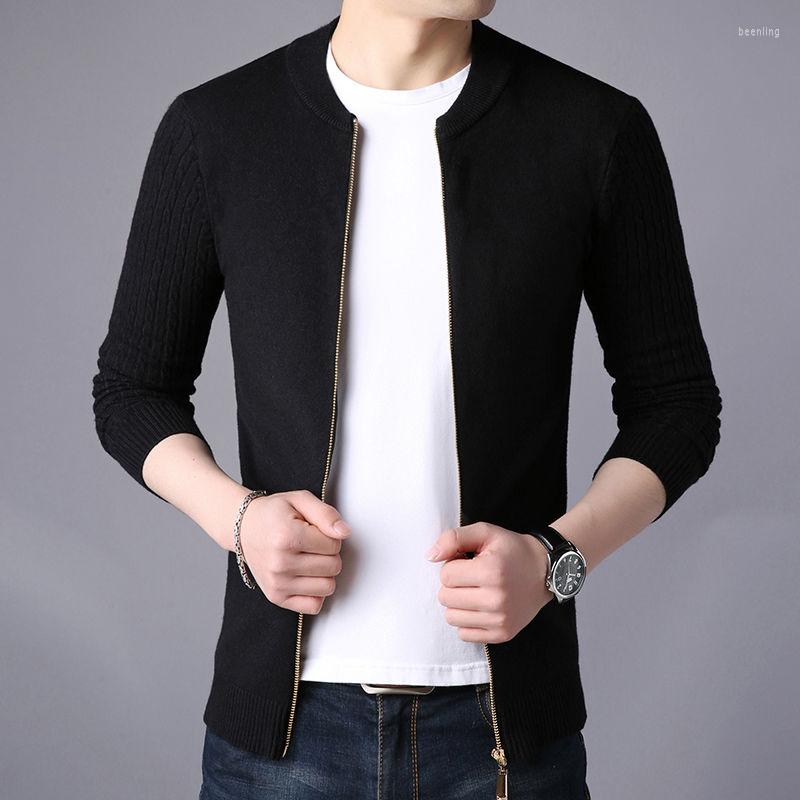 

Men's Sweaters Solid Male Fashion Brand Knitted Sweater Mens Cardigan Slim Fit Jumpers Knitwear Zip Autumn Casual Clothing A130, Black 8355