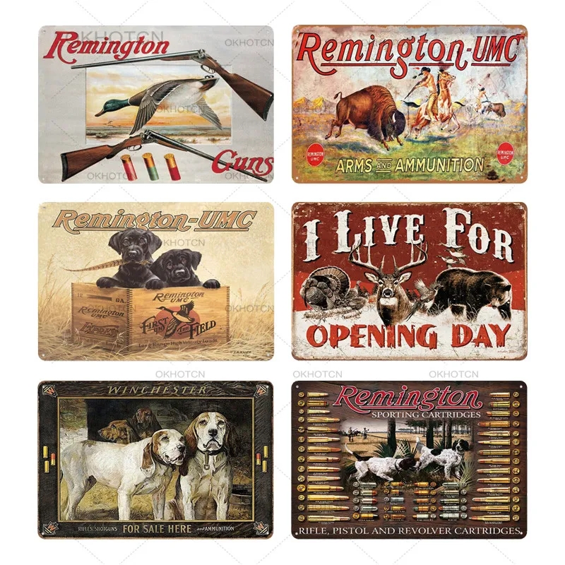 

HISIMPLE Funny Hunting Tin Sign Plaque Metal Painting Vintage Retro Metal home Wall Decor for Man Cave Gun Shop Decorative Scraf Plate Hunter Poster 20cmx30cm Woo