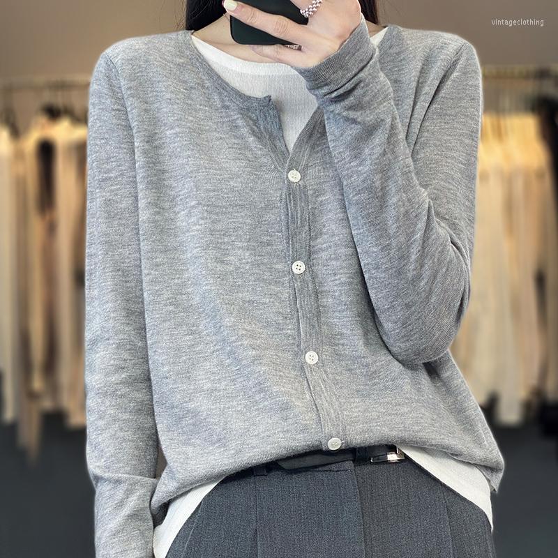 

Women's Knits Worsted Wool Fake Two-Piece Cardigan Women's Round Neck High Street Fashion Sweater Spring Thin Cashmere Knitted Summer, Orange