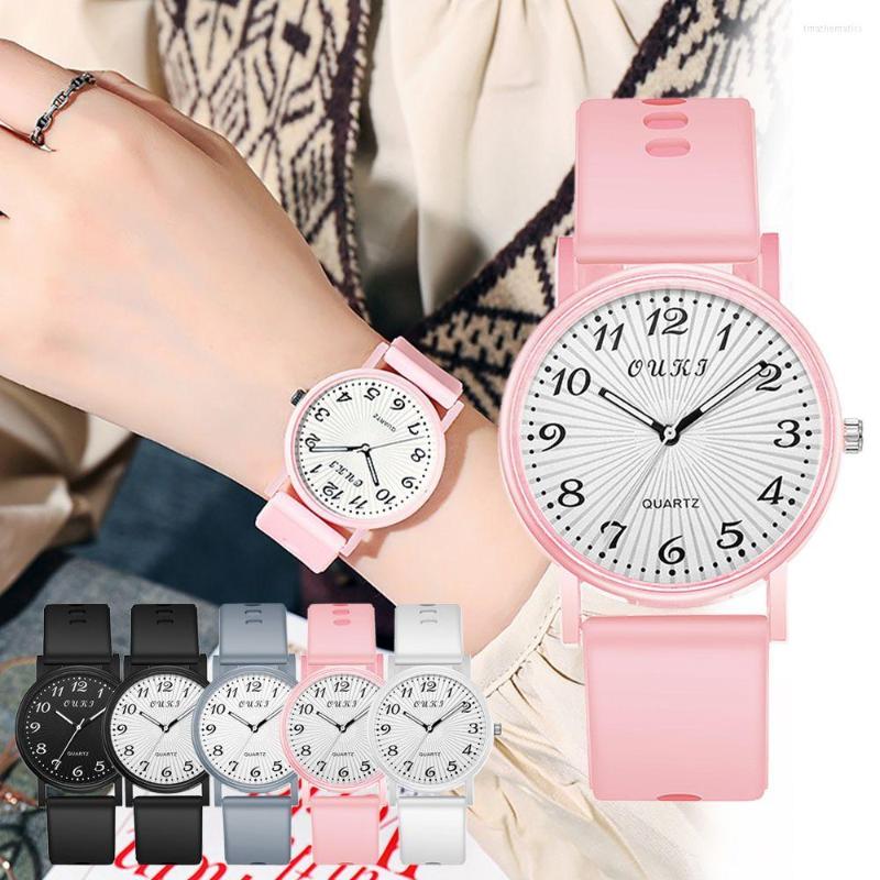 

Wristwatches Gift Simple Style Silicone Belt Watches Casual Women Watch Quartz WristWatch Exquisite, White