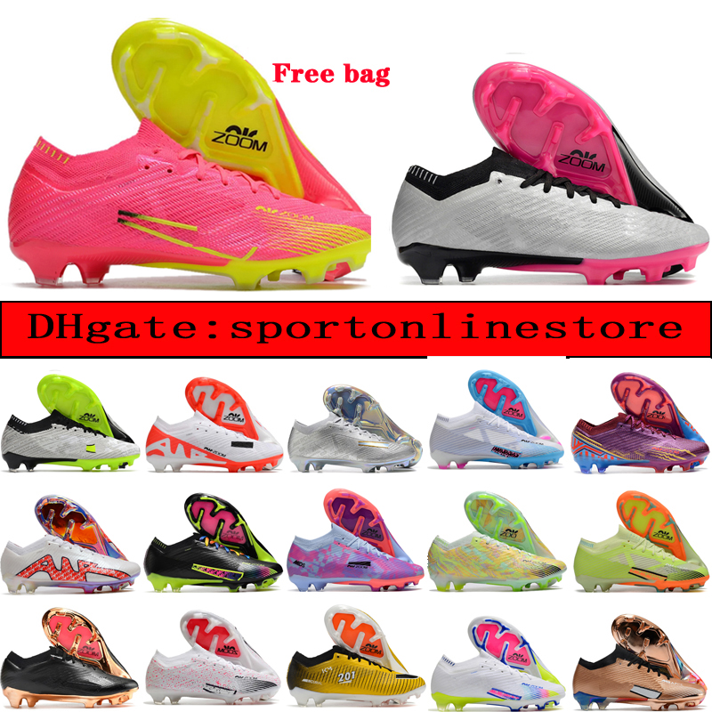 

Send With Bag Quality Soccer Boots Zoom Mercurial Vapores 15 Elite FG ACC Football Shoes For Mens Soft Leather Outdoor Ronaldo Mbappe Strong Soccer Cleats, Color 43