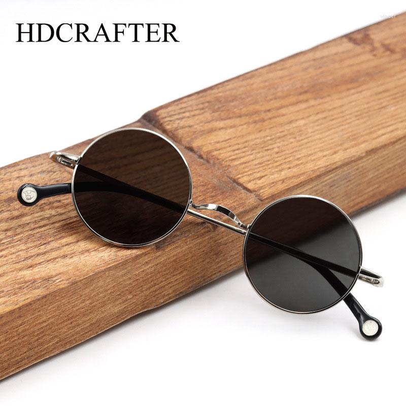 

Sunglasses HDCRAFTER Brand Designer Round Men Women Retro Sun Glasses Metal Frame Eyewear Driving UV400 Steampunk