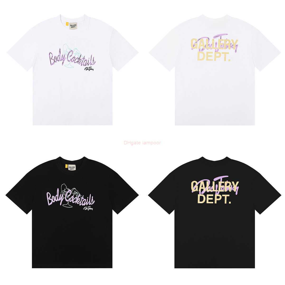 

Designer Fashion Clothing Tees Tshirt Galleryes Depts Beauty Cocktail Print High Street Double Yarn Pure Cotton Short Sleeve T-shirt for Men Women Luxury Casual Tops, White
