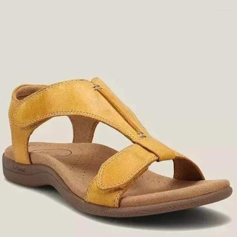 

Sandals Wedges For Women Summer Rome Pu Leather Solid Color Round Head Casual Large Size Thick Bottom Shoes Sandalia, Yellow