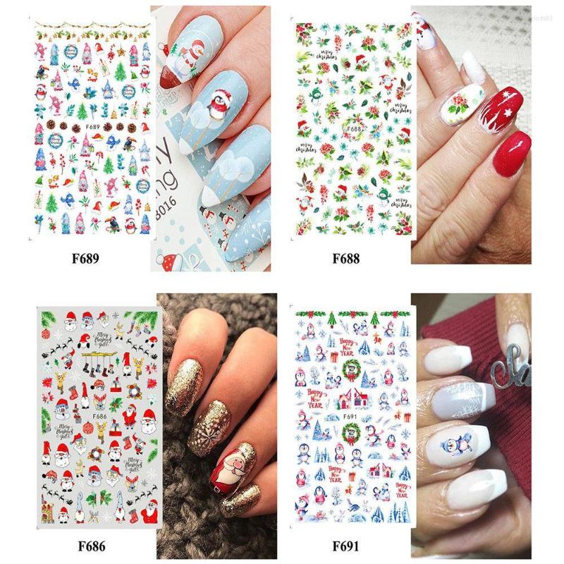 

Nail Stickers 3D Winter Decals Santa Claus Snowman Cute Cartoon Xmas Sliders For Design Gel Manicure Decor, F691
