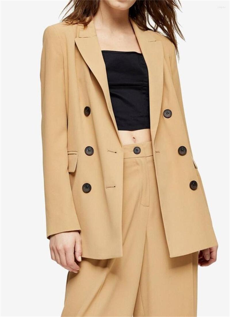 

Women's Two Piece Pants Regular Blazer Sets Double Breasted Jacket Wide Leg Black Button Leisure Lady Wear Pantsuits Custom Made 2 Pieces, Pink