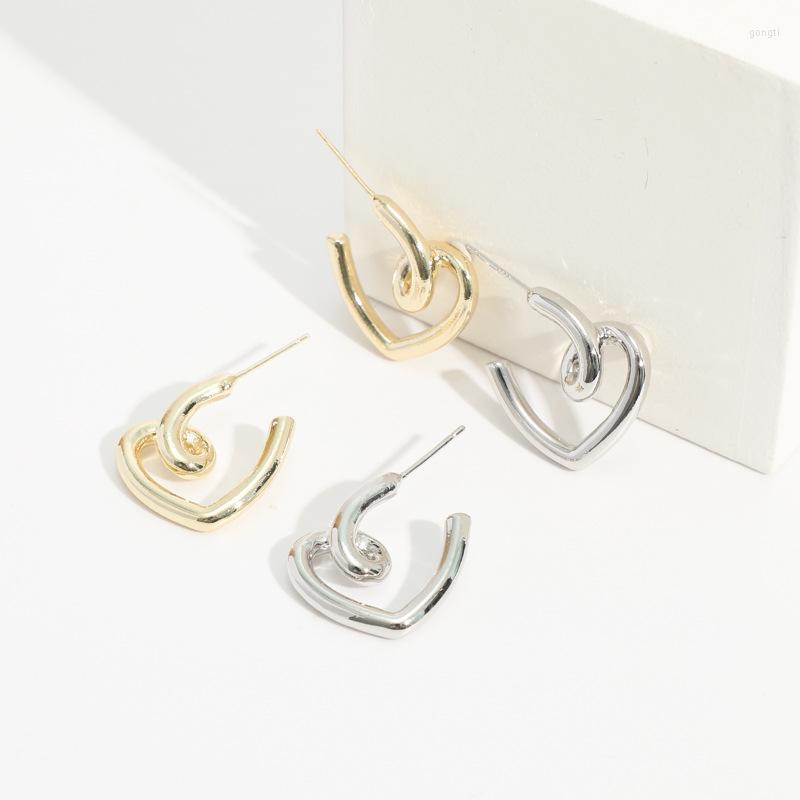 

Stud Earrings 2023 Fashion Women Simple Geometric Twisted Mental Heart Earring Sexy Party Jewerly