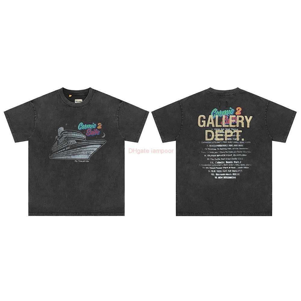 

Designer Fashion Clothing Tees Tshirt Galleryes Depts Washed Old Cruise Printing Casual Double Yarn Pure Cotton Short Sleeve T-shirt for Men Women Luxury Casual Tops, Black ss d33