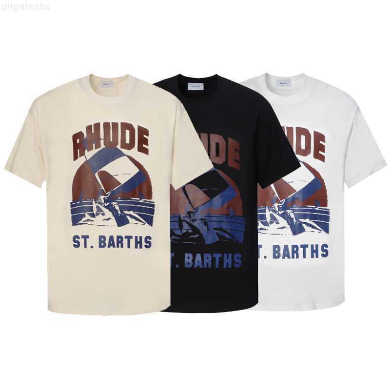 

Men' T-shirts t Shirts Rhude Casual Alphabet Print l Loose High Street Ins Short Sleeve T-shirt