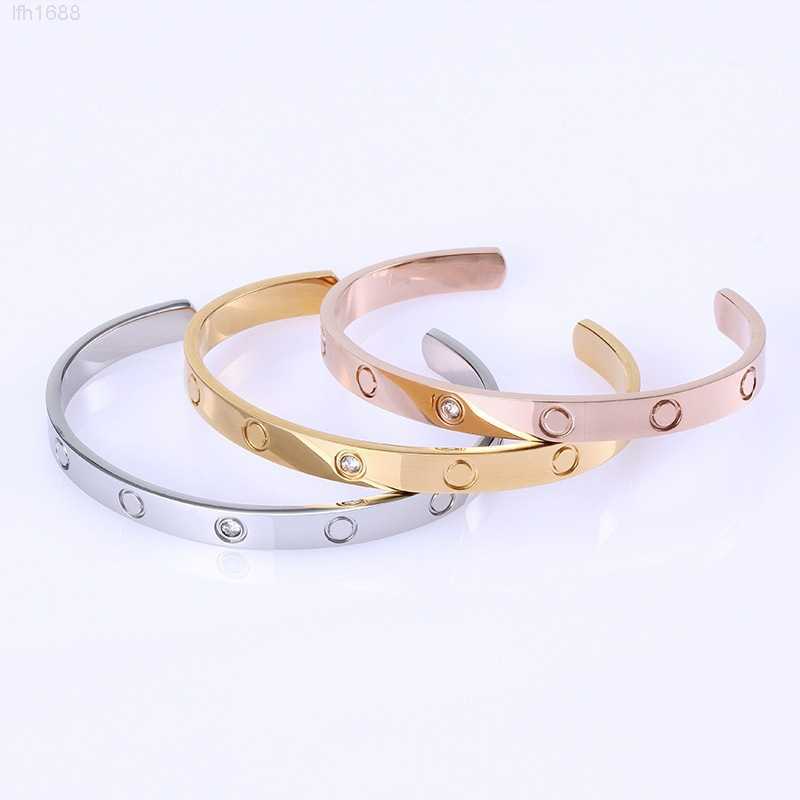 

Luxury Famous Brand Designers Jewelry c Shape Love Bangle with Screw c Letter Stainless Steel Lovers Bracelet