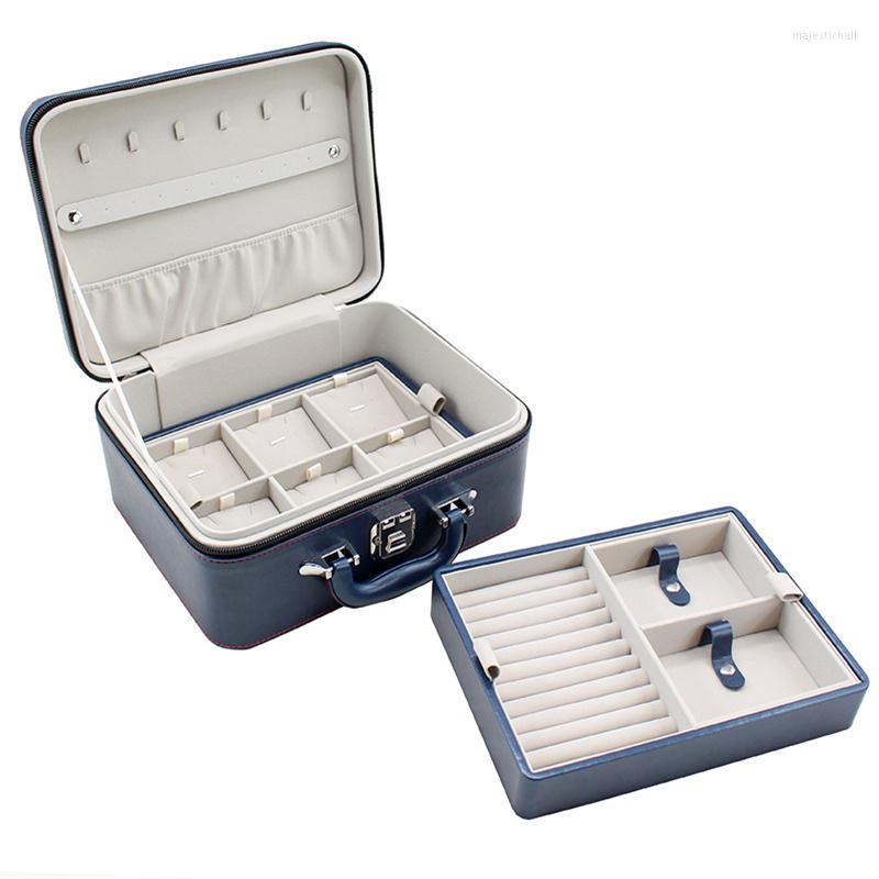 

Jewelry Pouches Double Layer Password Storage Box Pendant Ring Earring Bracelet Display Portable Pearl Treasure