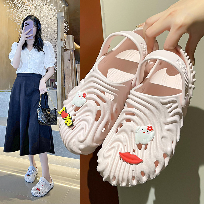

Couple style baotou hole hole shoes women's ins tide platform slippers sports non-slip summer new eva sandals HA690-1-5, White