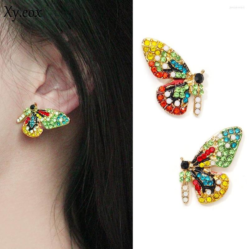 

Backs Earrings Women Elegant Fashion Colorful Crystal Rhinestone Butterfly Ear Stud