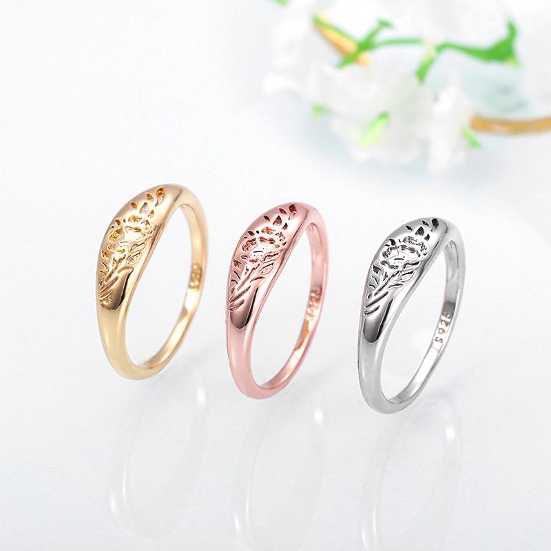 

Wedding Rings JK Simple Fashion Women Delicate Floral Design Anniversary Gift Versatile Female Party Jewelry Wholesale Bulk