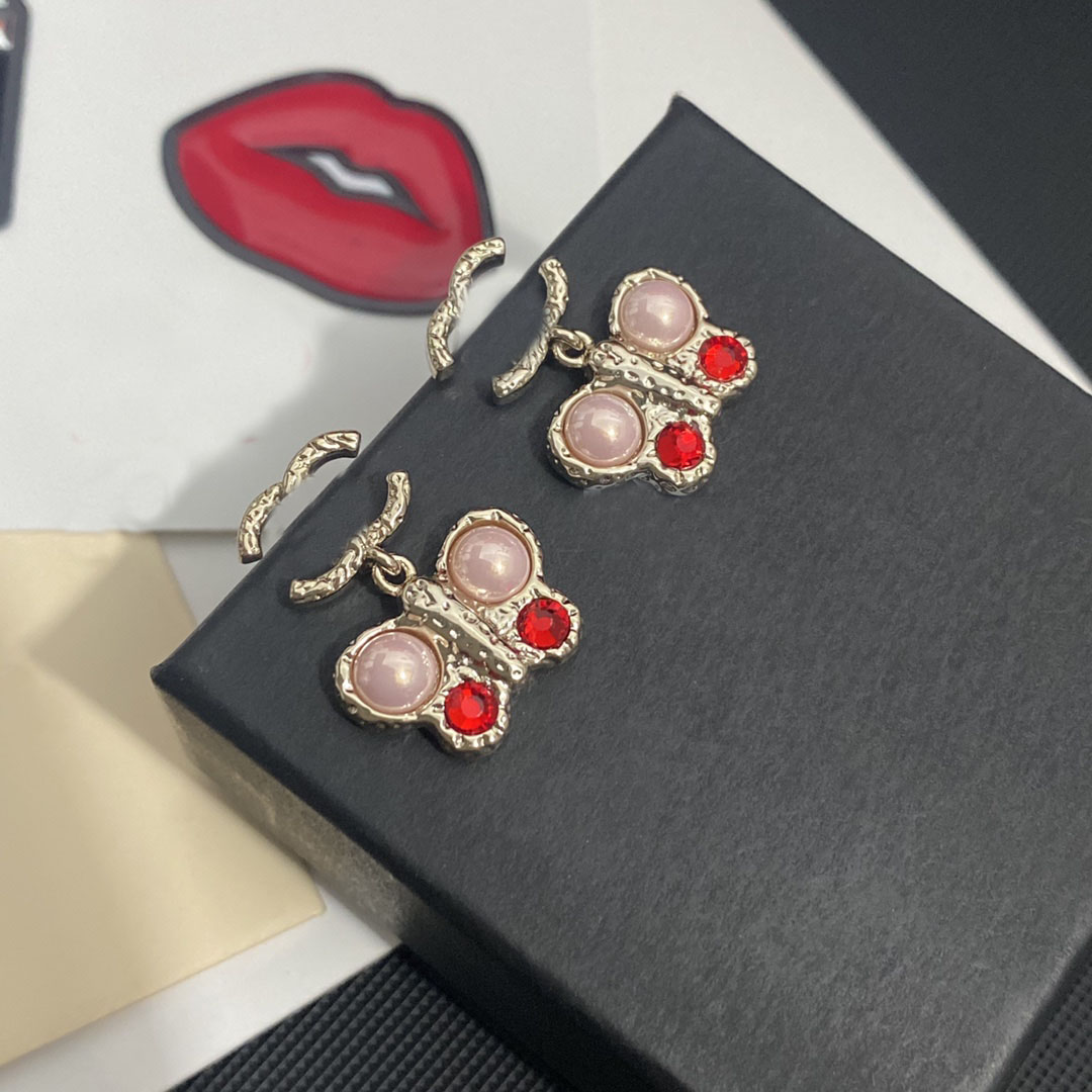 

20style 18K Gold Plated Brass Copper Stud 925 Silver Never Fading Luxury Letters Women Crystal Rhinestone Pearl Long Earring Wedding Party Jewerlry
