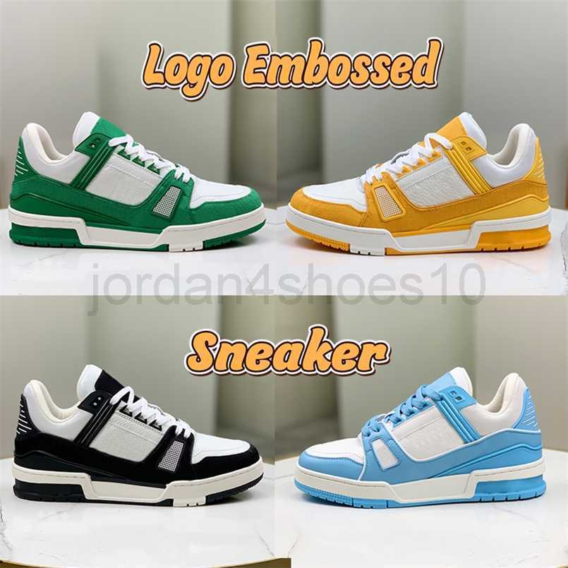 

Luxury designer casual shoes Embossed Trainer Sneaker triple white pink sky blue black green yellow denim low mens sneakers women trainers EUR 36-45 5.0, 01 yellow denim