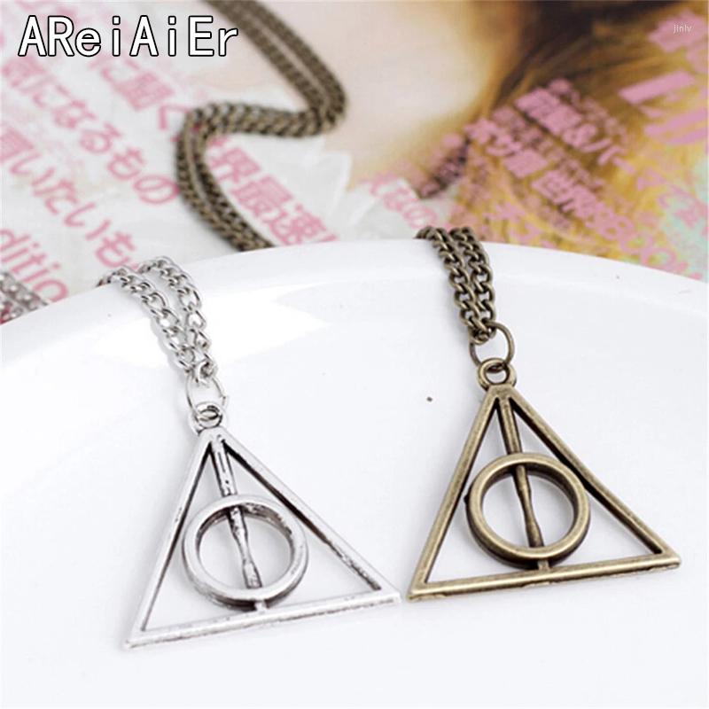 

Chains Fashion Hallows Pendant Toys Necklace Retro Triangle Round Sweater Chain And The Deathly Action Toy Figures Couple