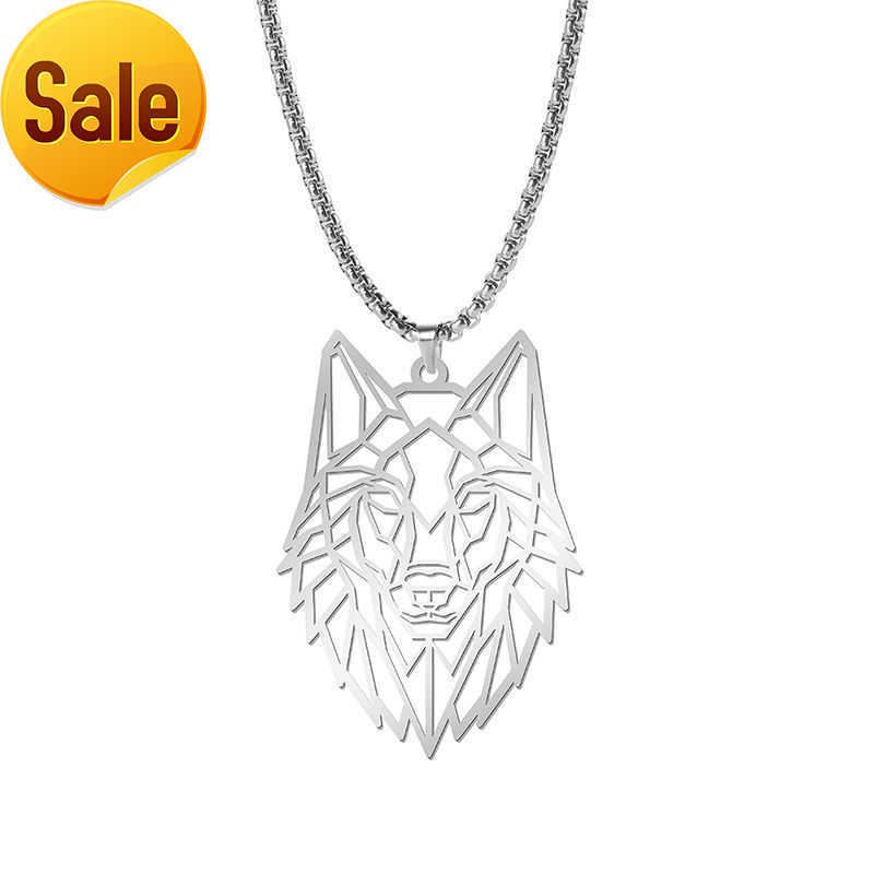 

Men S925 silver chain norse viking oidn's wolf head celt amulet pendant necklace