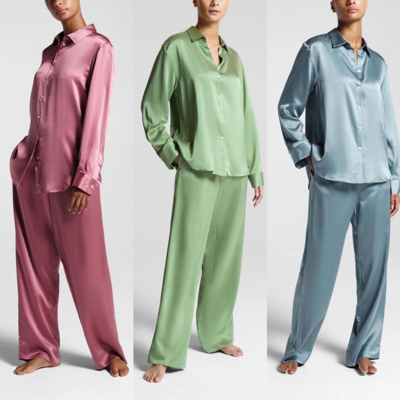 

Women' Two Piece Pants Women Solid Color Casual Shirt Or Trousers Set 2023 Turn-Down Collar Blouse High Elastic Waist Long For Lady, Pink blouse