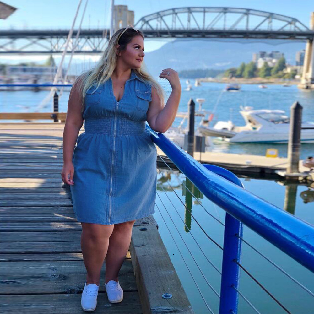 

Plus size Dresses Cowboy Size Women's Computer Cable Lock Factory Direct Sales Summer European and American Dress 230512, Blue