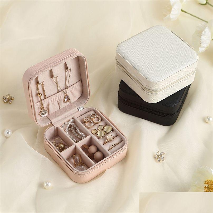 

Jewelry Boxes Organizer Display Travel Case Portable Box Leather Storage Joyeros Organizador De Joyas 220629 Drop Delivery Packaging Dhpig