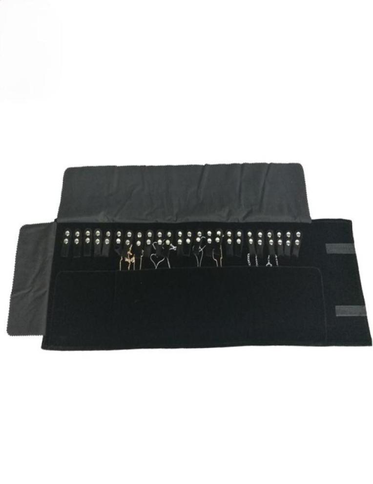 

Jewelry Pouches Bags 7725cm Extended Travel Roll Bag Black Velvet Bracelet Display Storage Foldable Necklace Pendant4550410