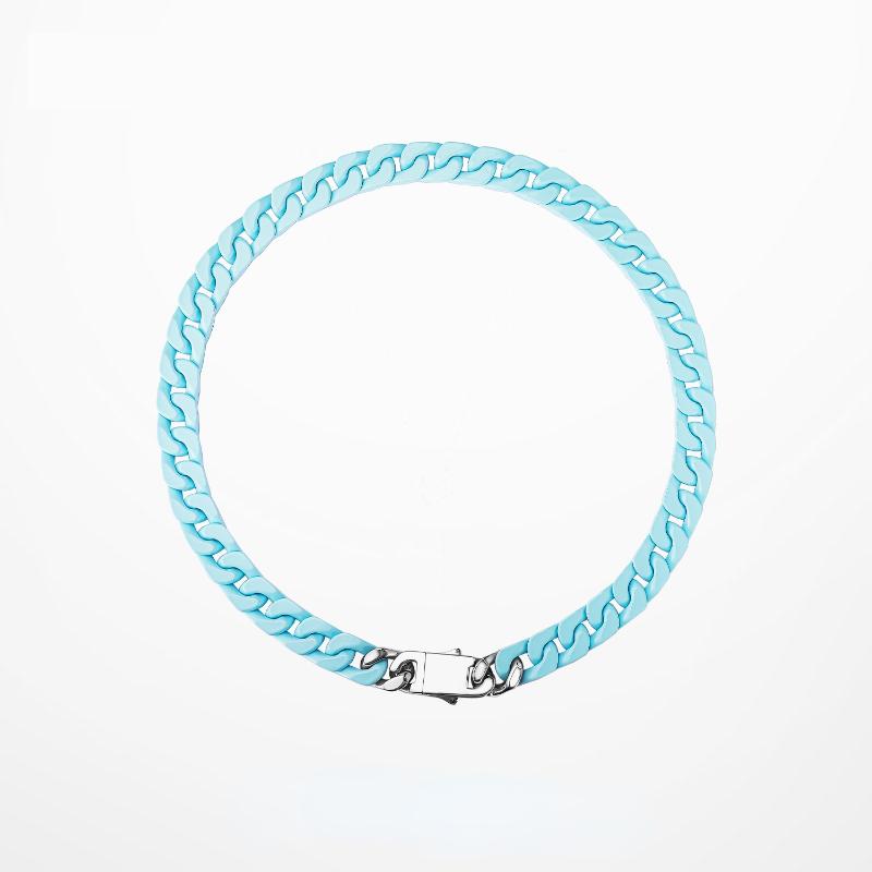 

Chains Hip Hop Simple Multicolor Lacquered Cuban Necklace For Men Women Retro Punk Style Alloy 50mm