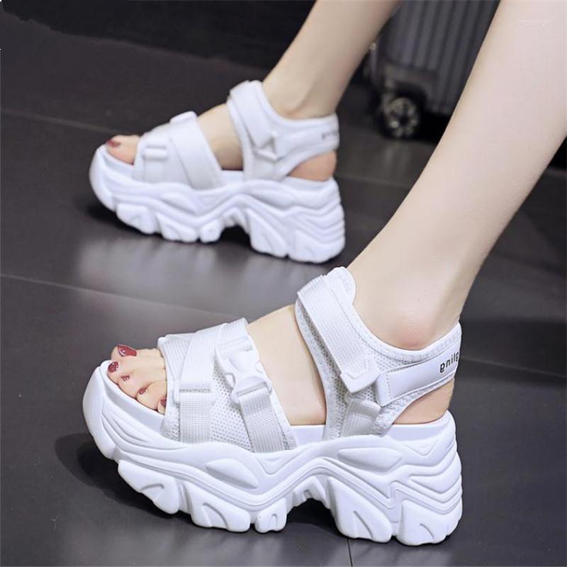 

Sandals YeddaMavis 2023 Summer Women Platform 8CM High Heel Shoes Zapatos Mujer Wedges Mesh, Black