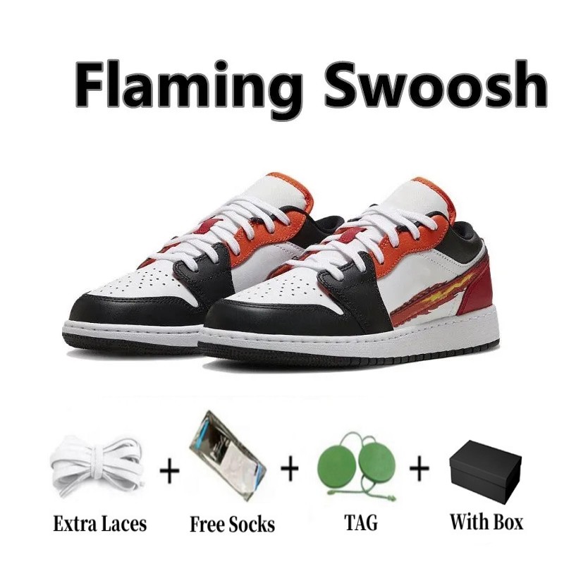 

With box 1 1s low Basketball Shoes FJ7222-101 White Black University Red Orange Flame Men Women Trainers Sports Sneakers 36-47