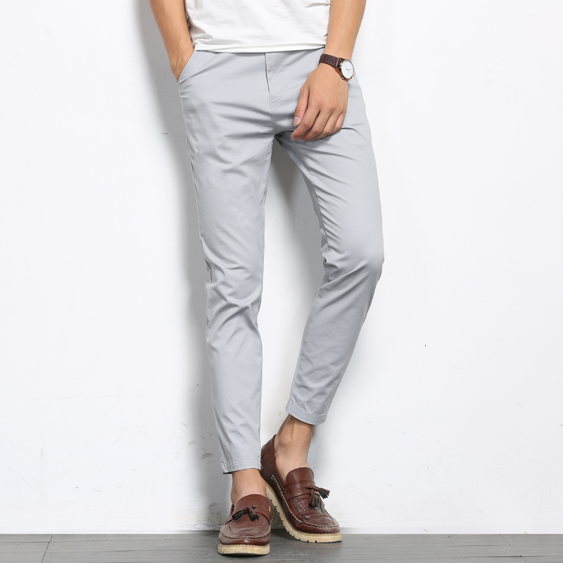 

Men's Pants BROWON Autumn Men Fashions Solid Color Casual Pants Men Straight Slight Elastic AnkleLength High Quality Formal Trousers Men 230512, Blue pant