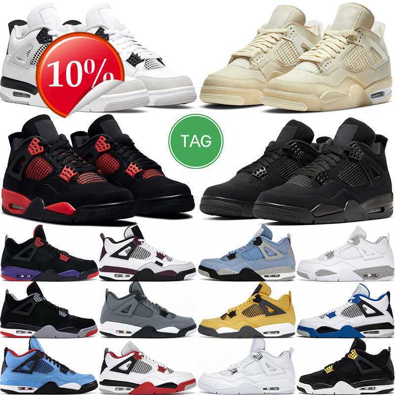

2023 top og4S Military Black Basketball Shoes Men Women Sail 4 Infrared University Blue Black Cat Fire Red Royalty Neon Dark Mocha Pine Green Outdoor Sport Trainer, White oreo