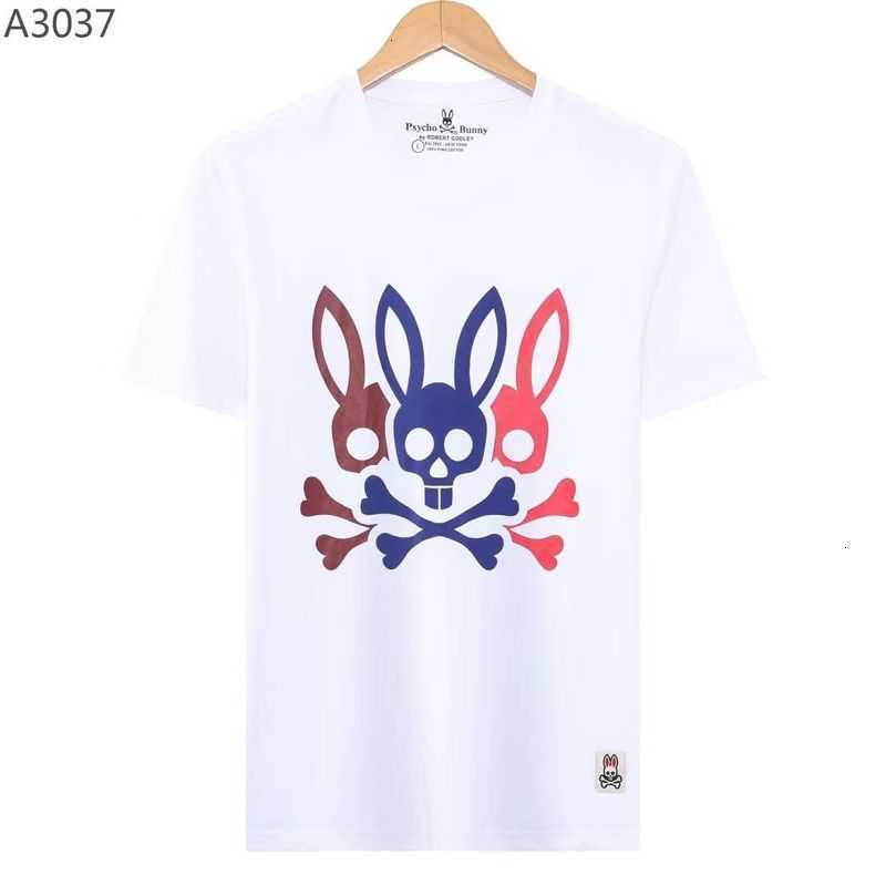 

Psycho Bunny t Shirt Summer New Pima Cotton Tide Brand Skull Rabbit Men's Short Sleeve Printed Casual Versatile T-shirt Tees Tfkd 1t8c, Black