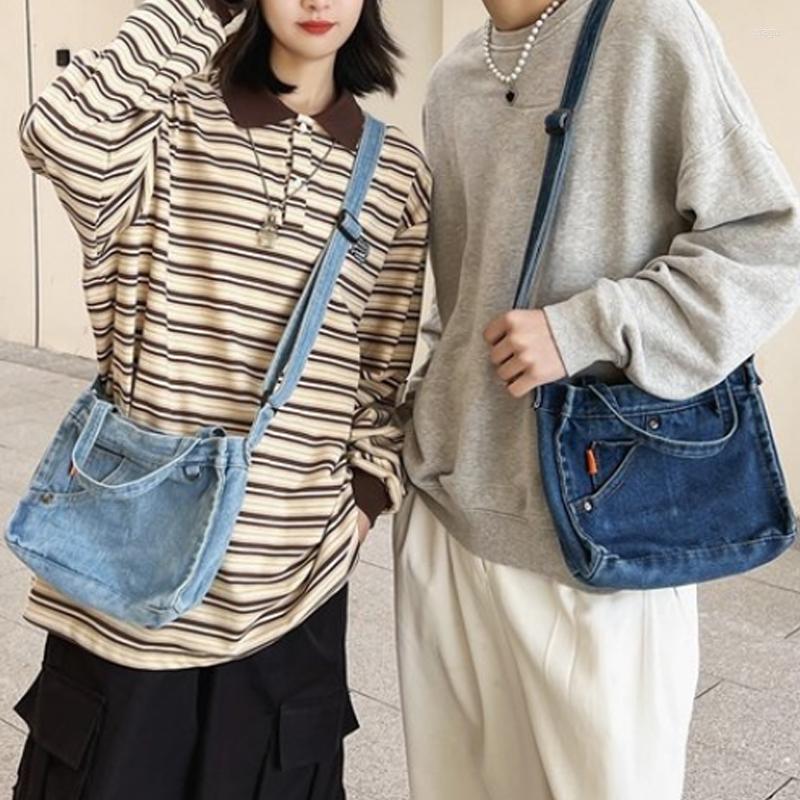 

Evening Bags Casual For Women 2023 Denim Shoulder Messenger Bag Shopping Students Book Handbags Large Tote Girls, Light blue