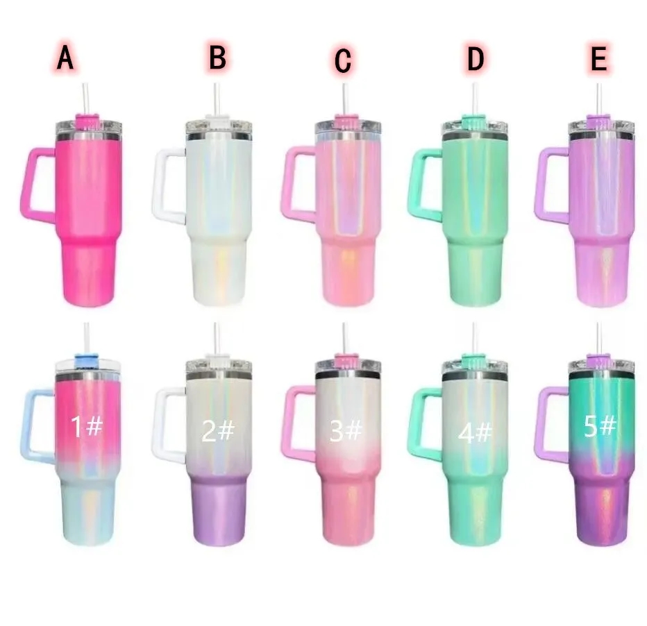 

NEW With Stanley LOGo 40oz Sublimation Glitter Mugs with Handle Stainless Steel Vacuum Insulated Tumblers Double Wall Cups Wholesale, Multi-color