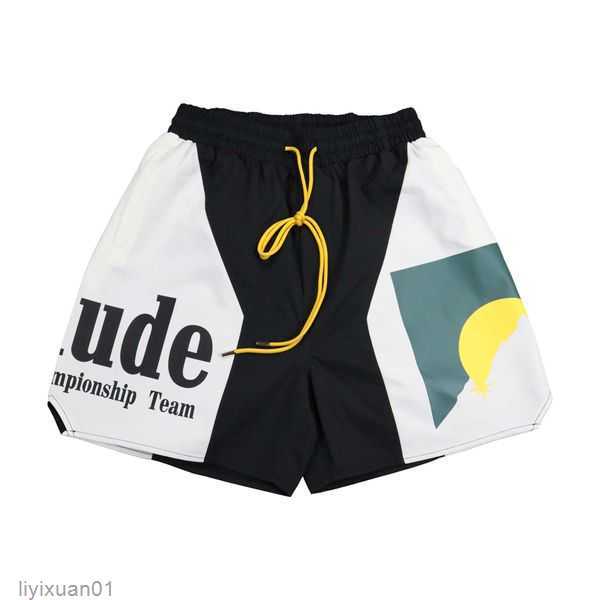 

Men' Shorts Rhude Gym Summer High Street Fashion Sunset Letter Print Color Contrast Sporty Casual Loose Y6m0 3 JWLG, Yellow
