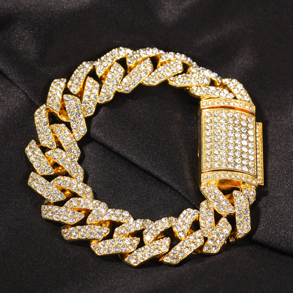 

Cuban Alloy Chain Bracelet Mens Womans Trendy Punk Street Coarse Hip-hop Style Ins Fashionable and Minimalist 18mm 20mm