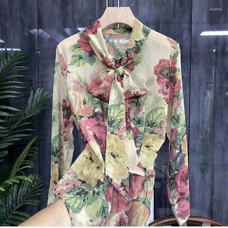 

Women' Blouses Shirts Long Sleeve Print Women Lace Blouse Spring Autumn Lady Camisas De Mujer, Pic