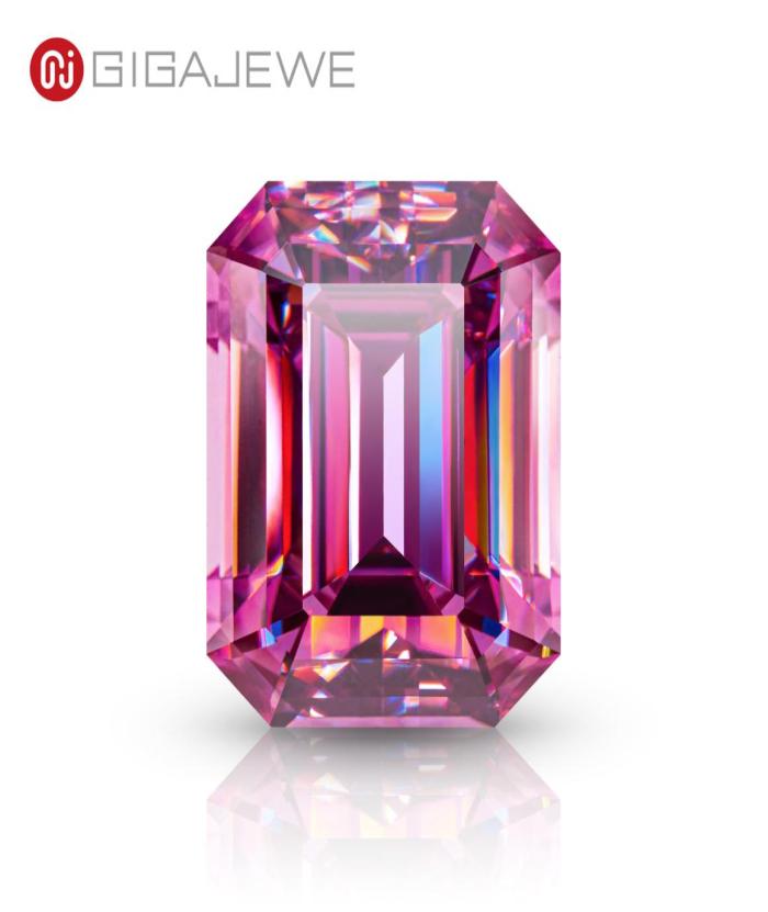 

GIGAJEWE Pink Color Emerald cut VVS1 moissanite diamond 0812ct for jewelry making8347907