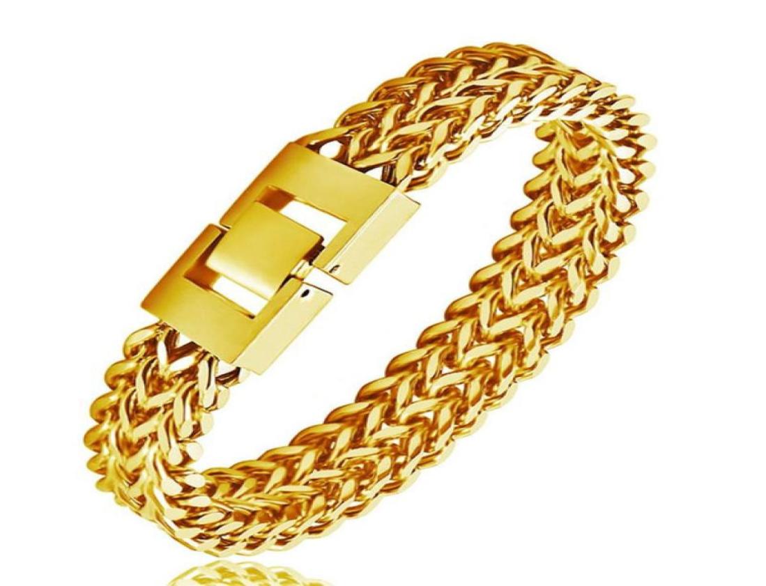 

Hip Hop Fashion Cuba Chains Accessories Bracelet Men039s Stainless Steel Charm Bracelet Square Buckle Jewelry7376673