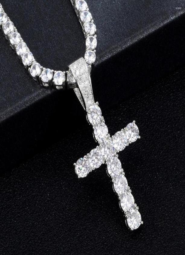 

Pendant Necklaces Hip Hop Micro Pave Zircon Cross Crystal Custom Size Tennis Chain Necklace Out Men039s Jewelry9732464