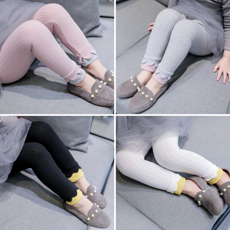 

Trousers 2023 Autumn Leggings Girls Baby Wild Stitching Solid Color Children Fashion Pants, Black