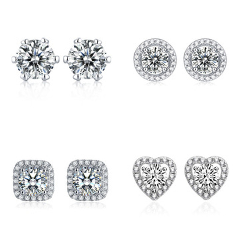 

Ladies Classic S925 Silver Diamond Crystal Zircon Stud Earrings One Carat Earrings for Women Designer Jewelry