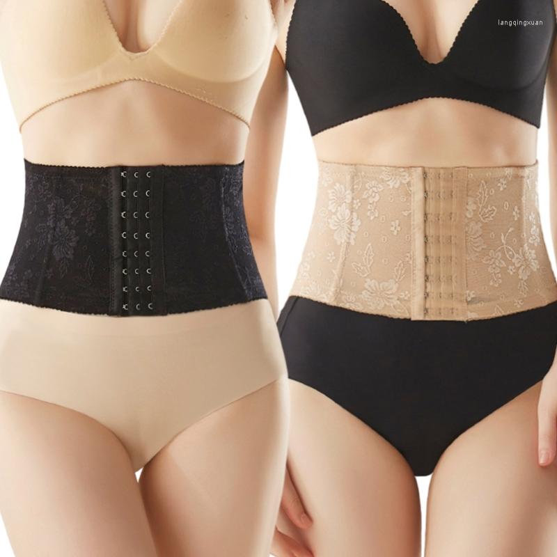 

Belts Wide Ladies Postpartum Waist Trainer With Adjustable Buckle Lace Pattern Corset, Black