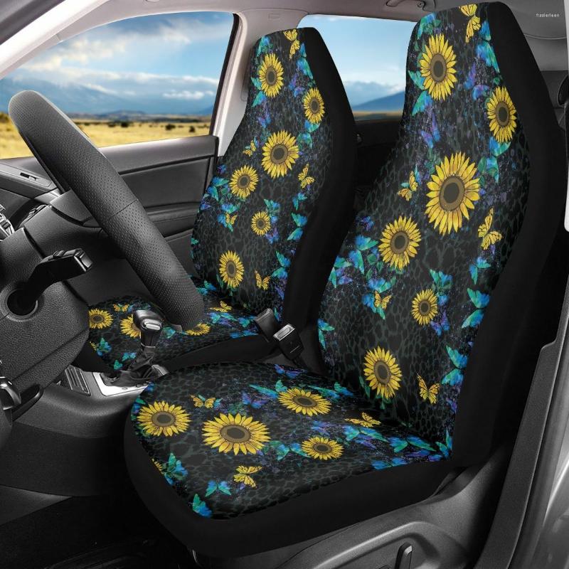 

Car Seat Covers INSTANTARTS Pretty Butterflies Sunflower Design Washable Vehicle Cushion Heavy-Duty Gifts