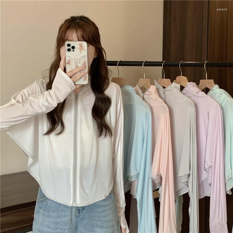 

Women's Blouses Spring Fashion Women Hoodie Casual Long-Sleeved Short Coat Sunscreen Female Outdoor Breathable Thin Crop Top Shirts