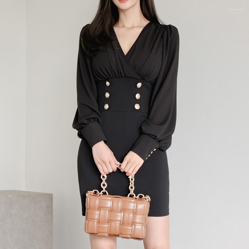 

Casual Dresses ZAWFL Autumn Spring Women' Dress Double Breasted Long Sleeve Buttock Bodycon For Female Sexy V-neck Club Party Vestido, White